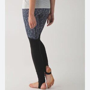 LULULEMON (Size 4) Wunder Under Stirrup Leggings Dramatic Static Gray Black